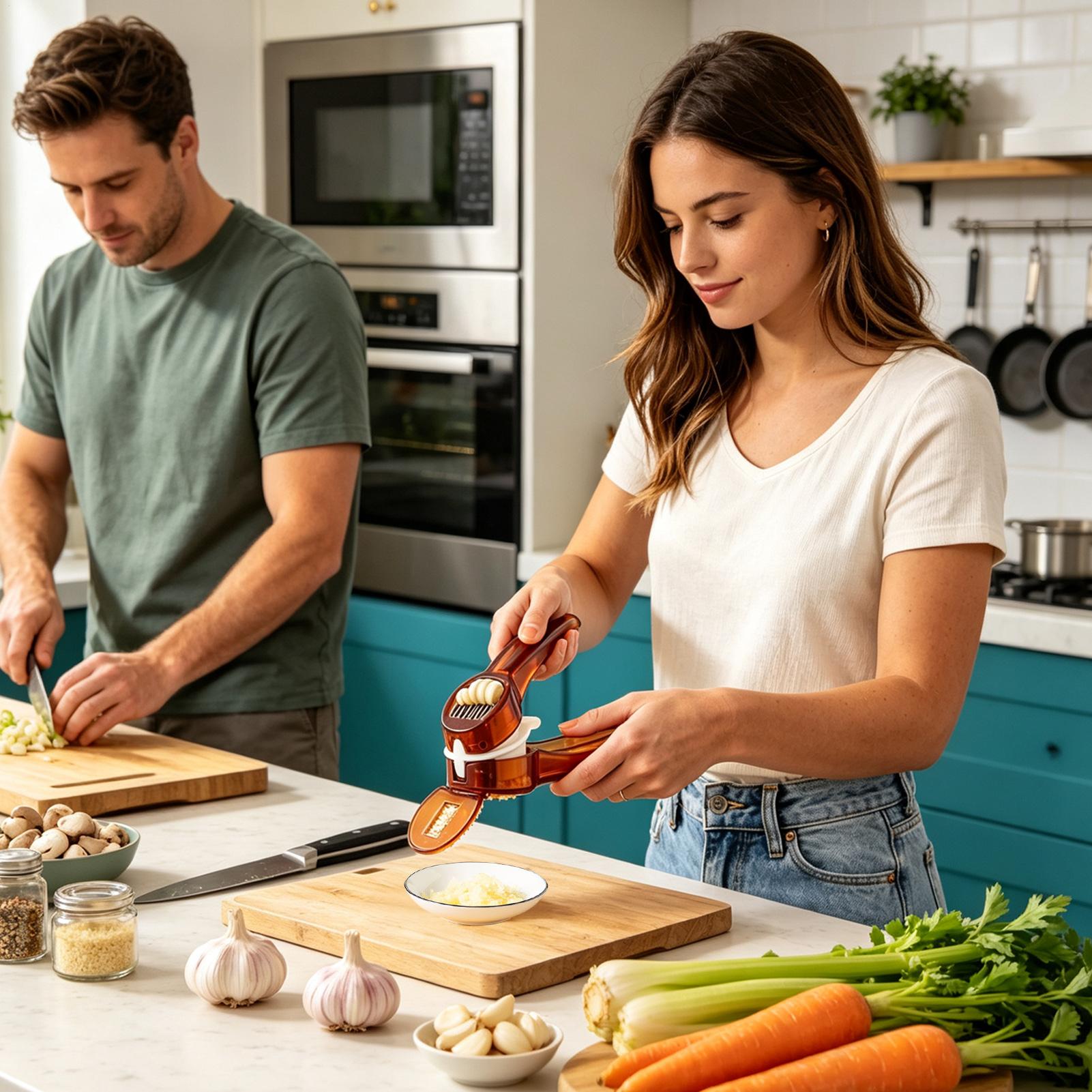 Meal Prep Restaurant - Paslanmaz Çelik Sarımsak Ezici, Ergonomik Tasarım,