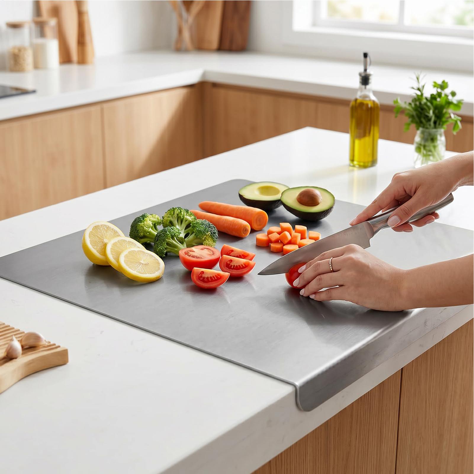 Meal Prep Restaurant - Kaymaz Paslanmaz Çelik Kesme Tahtası Metal