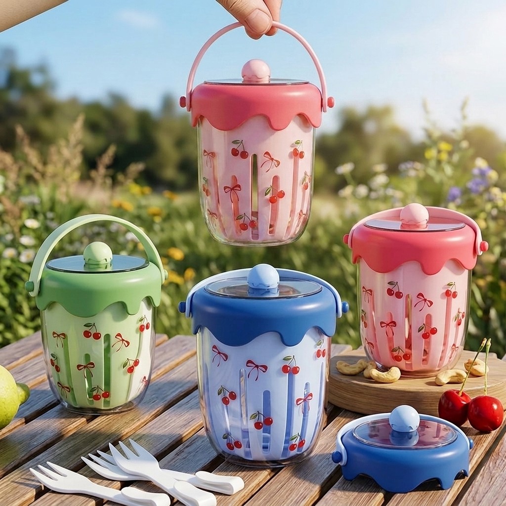 Meal Prep Kinder - Plastik Gecelik Yulaf Ezmesi Kapları, Kapaklı