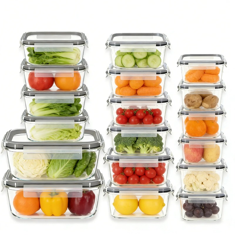 Meal Prep Glass Containers With Lids - 18 Parçalı Cam Gıda Saklama Kabı