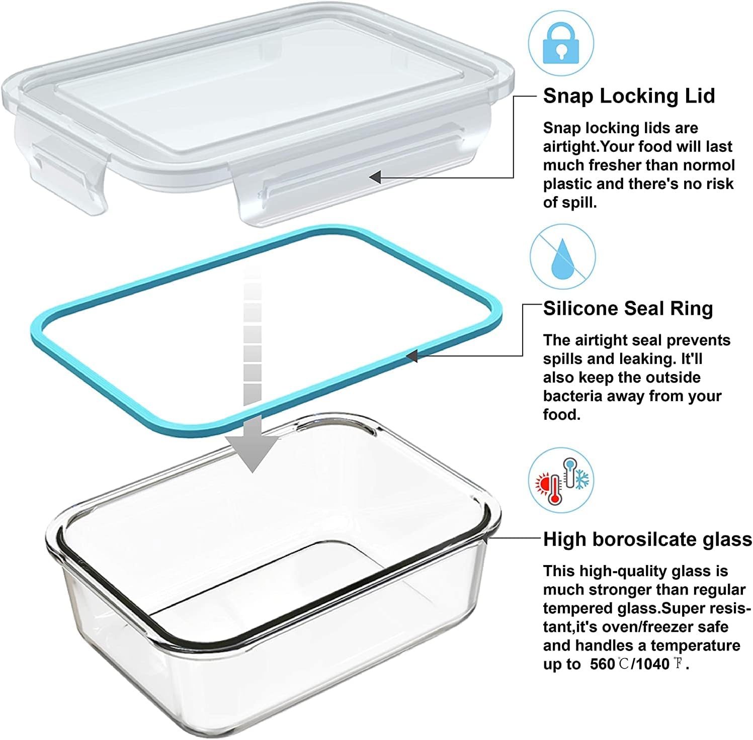 18 Parçalı, Kapaklı Cam Yemek  - Meal Prep Glass Containers With Lids incelemesi ve fiyatı