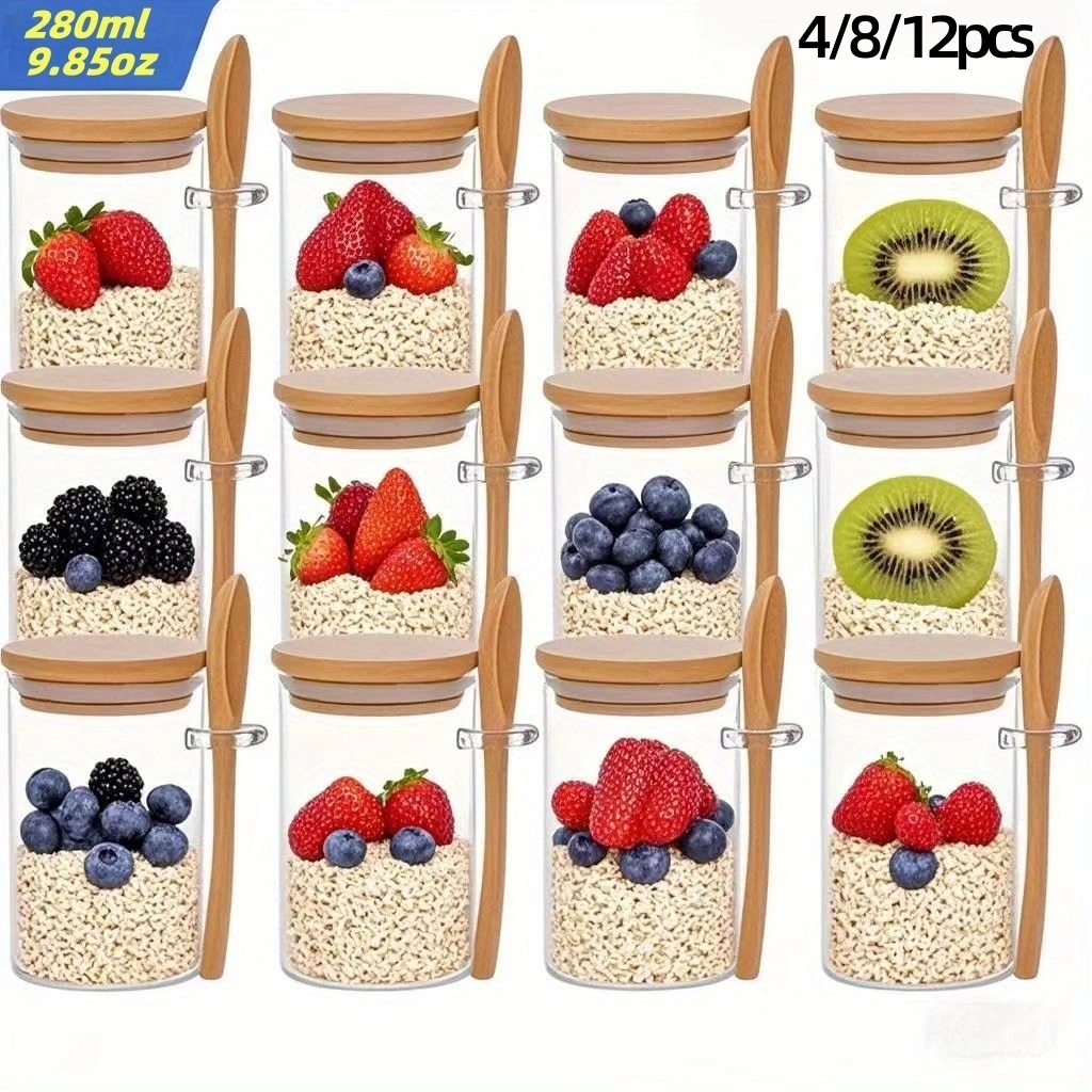 4/8/12 Adet, Kapaklı Yulaf Ezm - Meal Prep Glass Containers With Lids incelemesi ve fiyatı