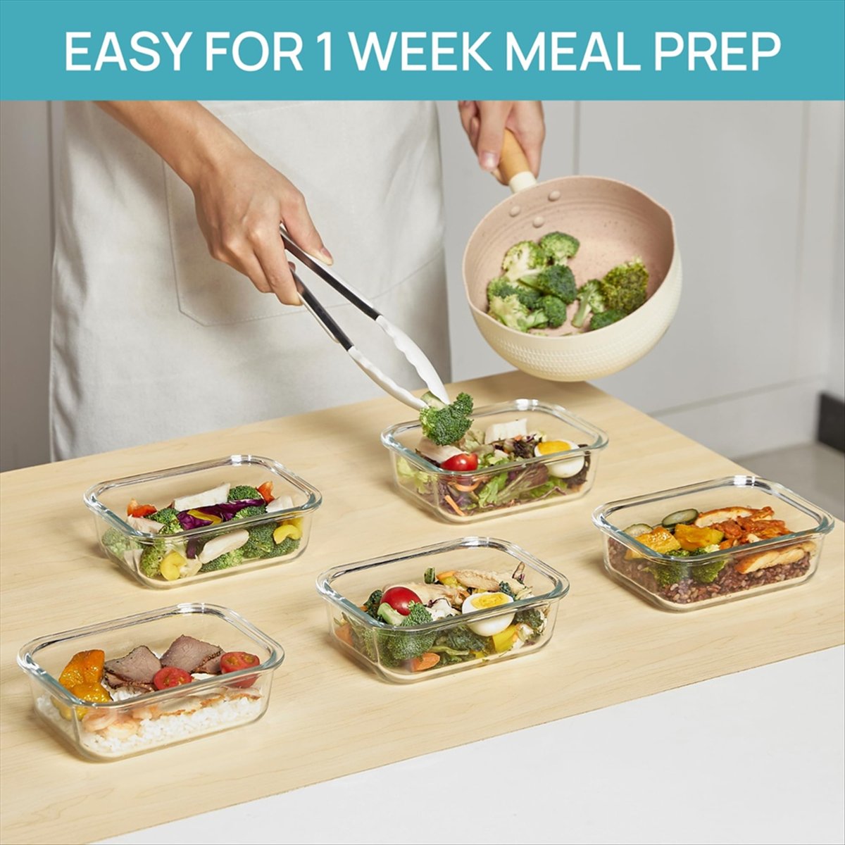 (ESTR) 5'li Paket 22oz Cam Sak - Meal Prep Glass Containers With Lids incelemesi ve fiyatı