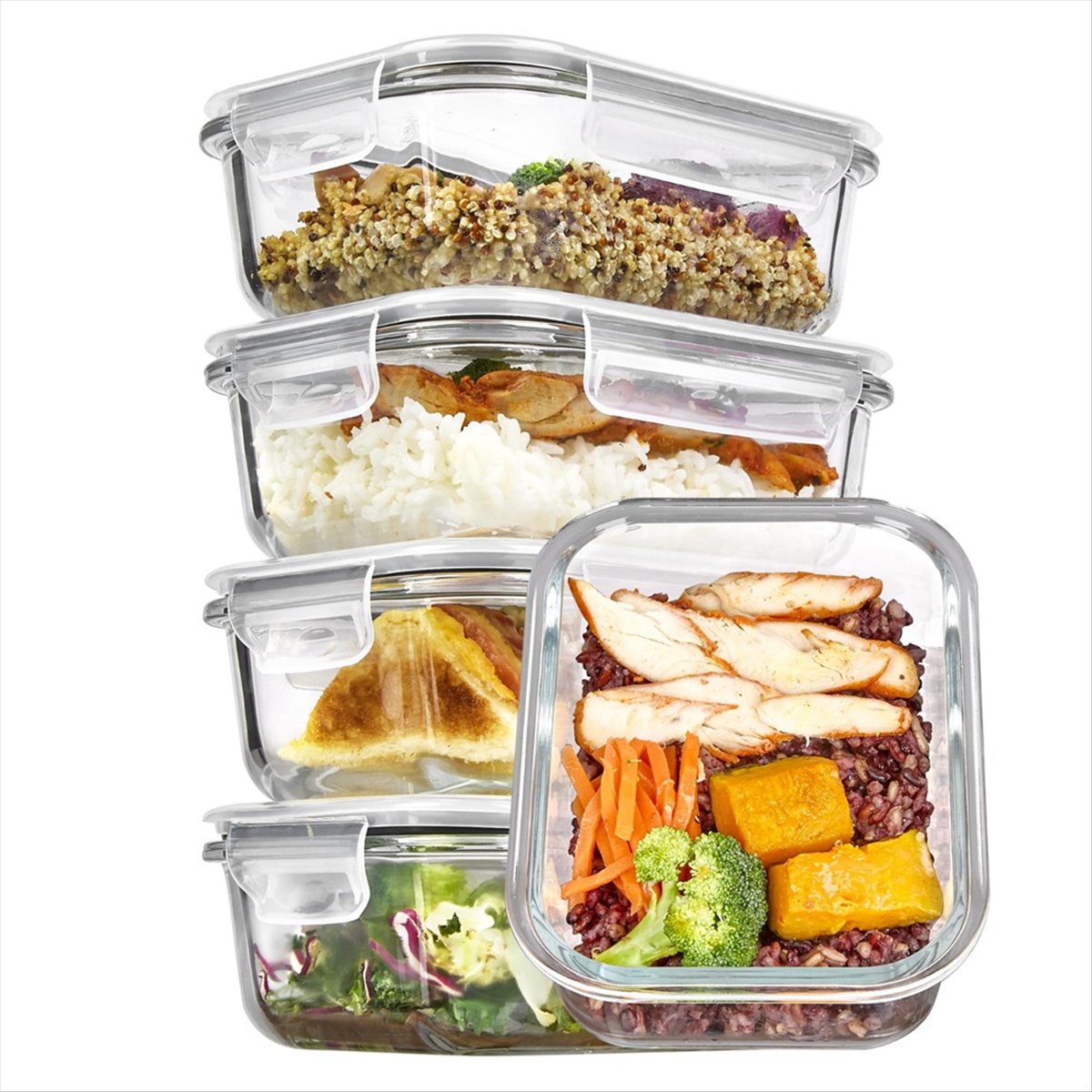 (ESTR) 5'li Paket 22oz Cam Sak - Meal Prep Glass Containers With Lids incelemesi ve fiyatı